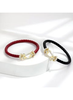 Red rope couple bracelet girls ins niche design female and male hand jewelry a pair of braided bracelets fashionable ladies bracelet horseshoe buckle diamond U-shaped head micro-inlaid bracelet simple hand jewelry - pzsku/Z54A14ABB7E4D65F3E6F8Z/45/_/1731402064/e8b3399e-d9a5-4e2f-82c9-e439b4b63a4c