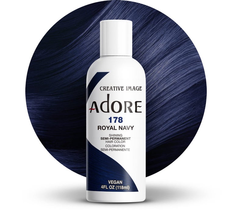 Adore Semi Permanent Hair Color (178 Royal Navy) | Vegan & Cruelty-Free Blue Hair Dye | No Ammonia, No Peroxide, No Alcohol | 4 Fl Oz (Pack of 1) - Image 1