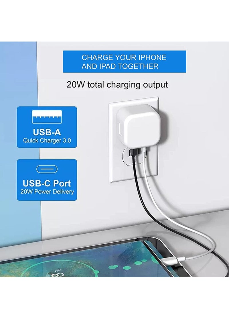 Generic - PD 20W Power Adaptor for Iphone 14 series and Android, QC 3.0 Dual Port USB-C and USB-A for Iphone 14 series and Android - Image 1