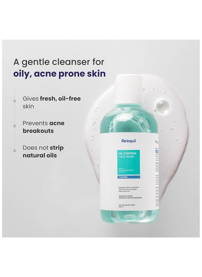 Oil Control Face Wash | Soap & Sulphate Free Face Wash with Zinc PCA | Controls Excessive Oil Production | For Oily Acne Prone Skin | 200 ml