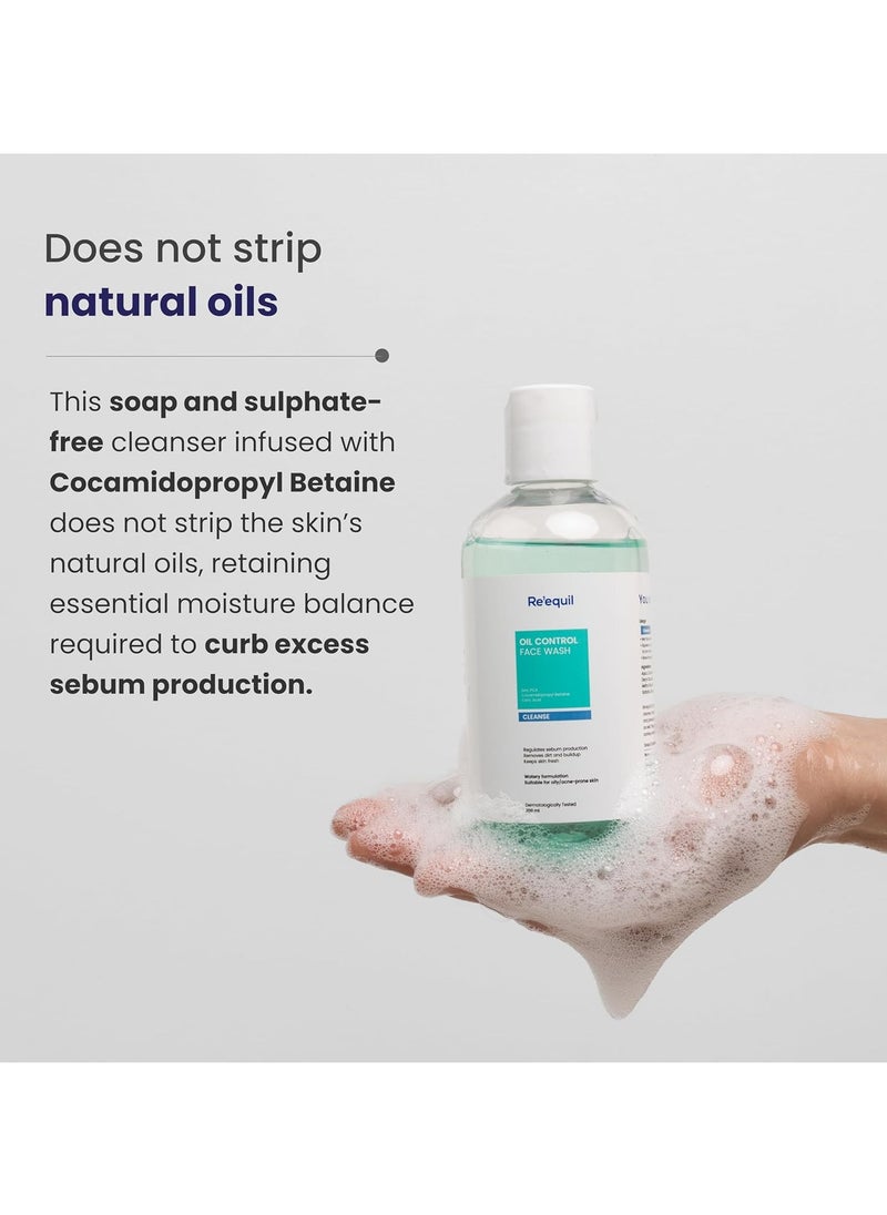 Oil Control Face Wash | Soap & Sulphate Free Face Wash with Zinc PCA | Controls Excessive Oil Production | For Oily Acne Prone Skin | 200 ml