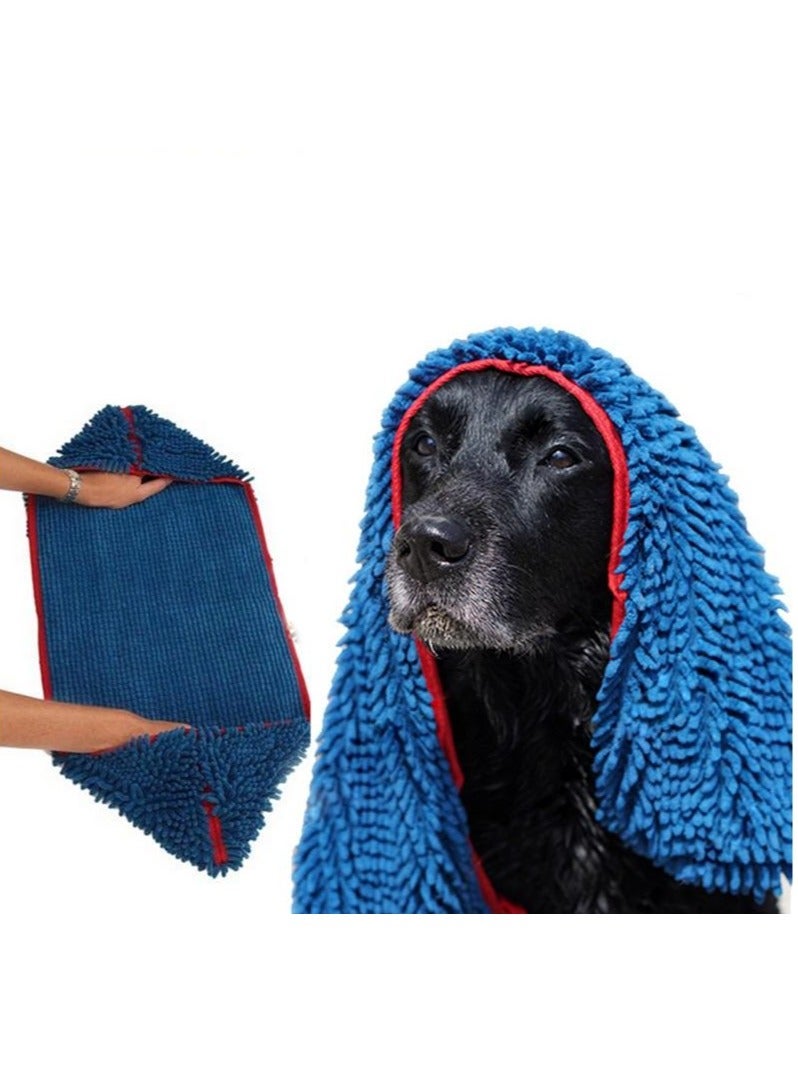 Rubik Dog Towel, Washable Microfiber Dog Towels for Drying Dogs and Cleaning Paws, Fast-Drying Dog Bath Towel with Hand Pockets Blue/Red  - Image 1