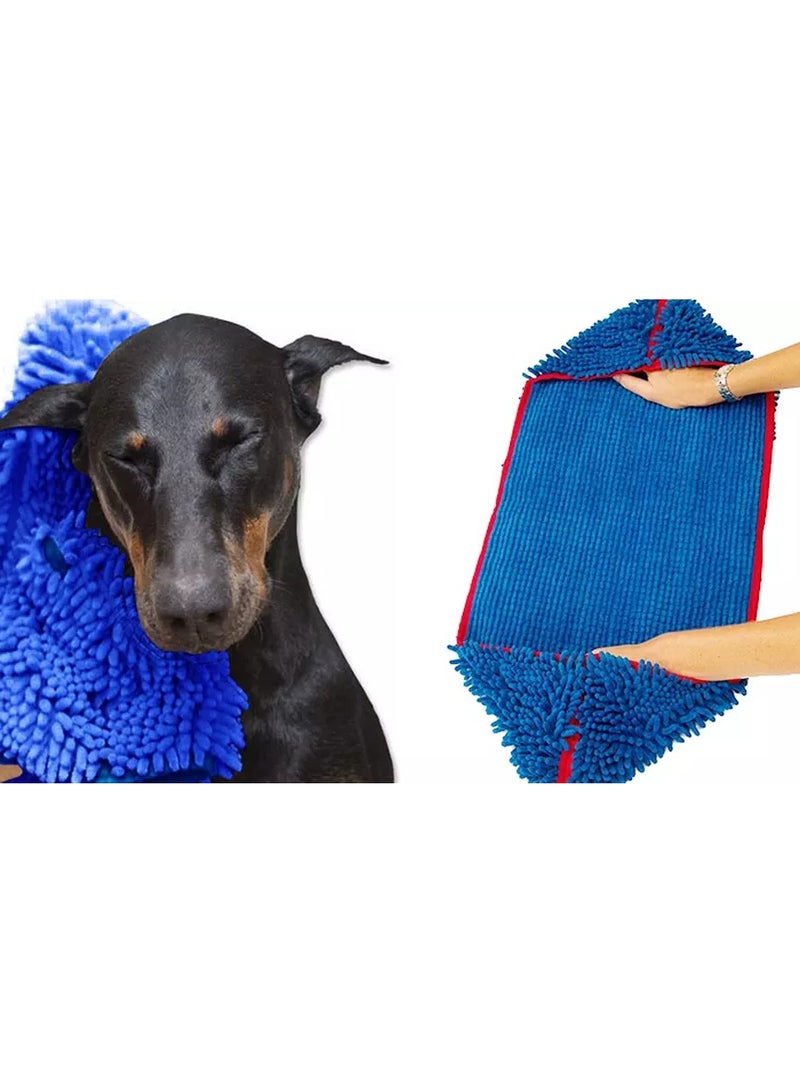 Rubik Dog Towel, Washable Microfiber Dog Towels for Drying Dogs and Cleaning Paws, Fast-Drying Dog Bath Towel with Hand Pockets Blue/Red  - Image 5