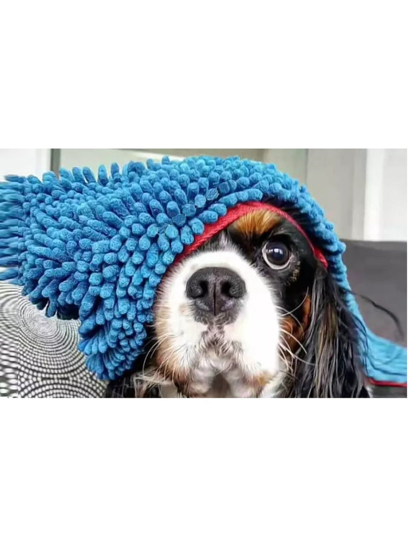 Rubik Dog Towel, Washable Microfiber Dog Towels for Drying Dogs and Cleaning Paws, Fast-Drying Dog Bath Towel with Hand Pockets Blue/Red  - Image 3