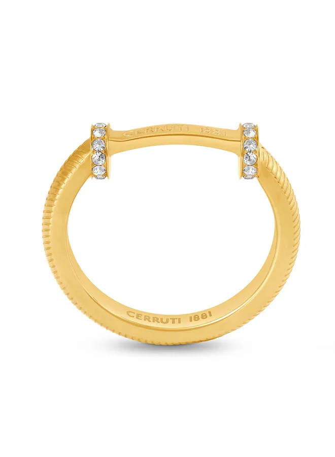 شيروتي 1881 Matilde Gold Branding Etched Ring Size 54