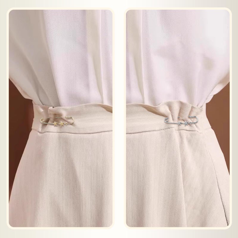 ROPAKED 10 Set Pant Waist Tightener Star Buttons Pins for Loose Jeans Reusable Waist Cincher Clip Metal Star Brooch for Clothing Dresses Skirts No Sewing Decoration Accessories - Image 5