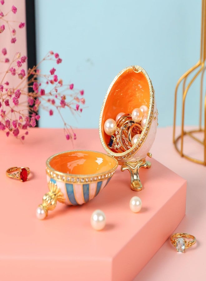 Furuida Blue Easter Egg Shape Jewelry Trinket Boxes Hinged with Love Shape Rhinestones Enamel Craft Gift for Women - Image 5
