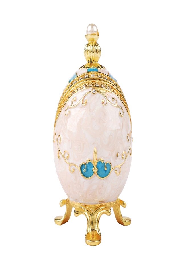 Furuida Blue Easter Egg Shape Jewelry Trinket Boxes Hinged with Love Shape Rhinestones Enamel Craft Gift for Women - Image 2