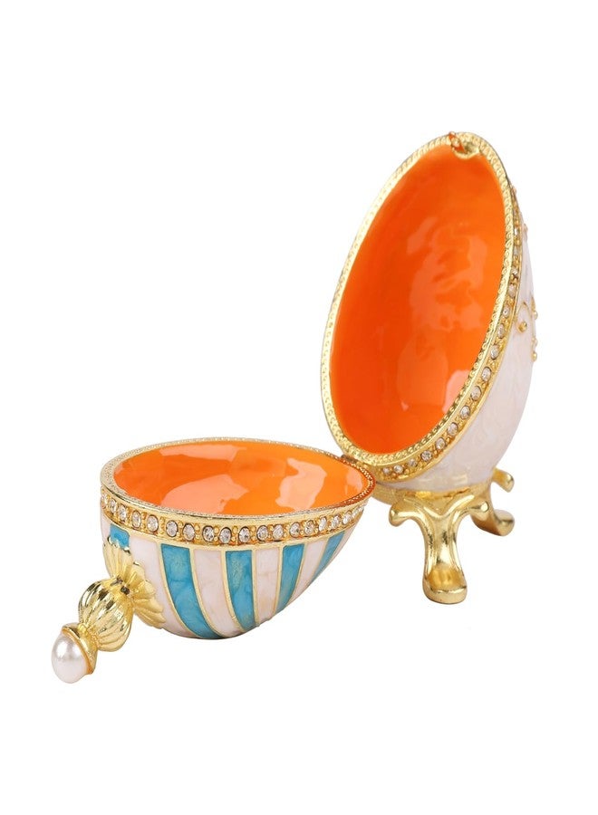 Furuida Blue Easter Egg Shape Jewelry Trinket Boxes Hinged with Love Shape Rhinestones Enamel Craft Gift for Women - Image 3