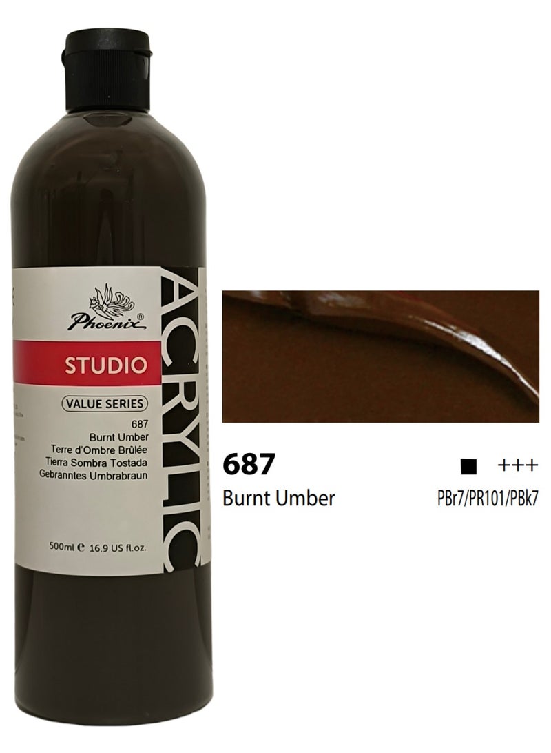 فينيكس ألوان أكريليك (يني - أمبر محروق 687) حجم 500 مل