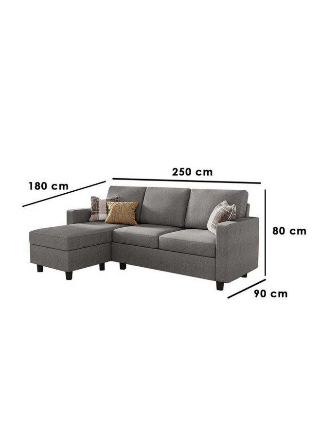 الهوم كنب زاوية 180x80x90x250 سم - رمادي وأسود - STH-7 - Image 2