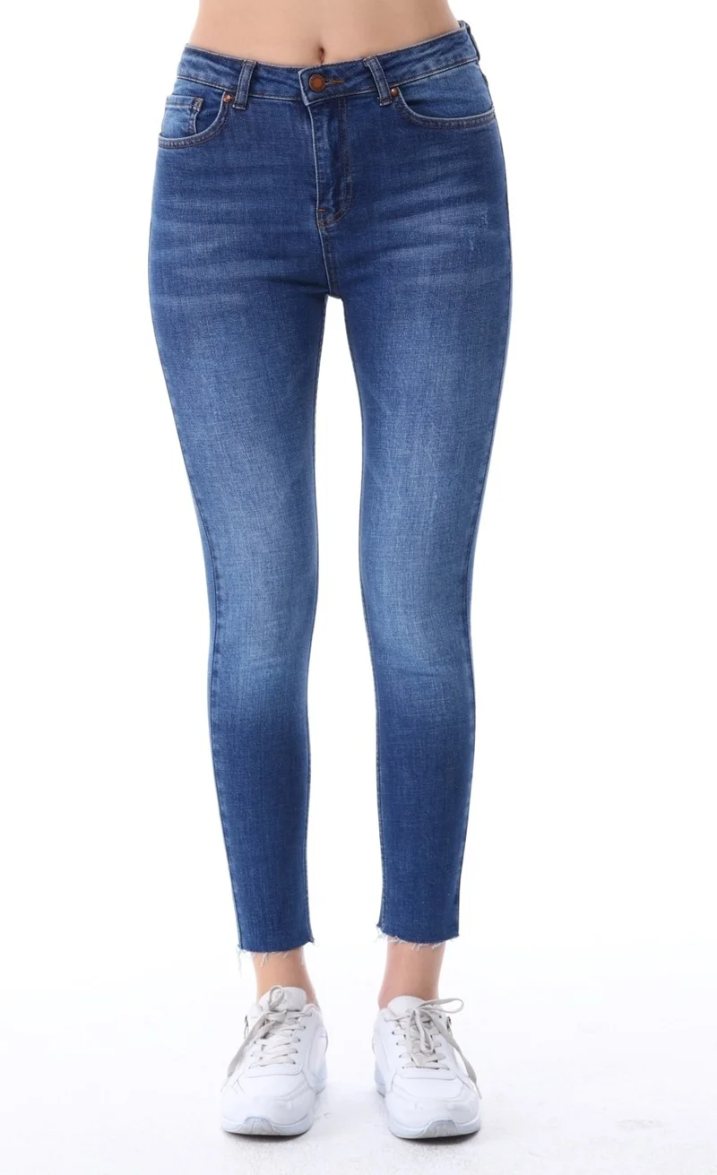 Cedy Denim Women's Light Lycra Skinny Fit Leg Detailed Trousers Mariella Blue