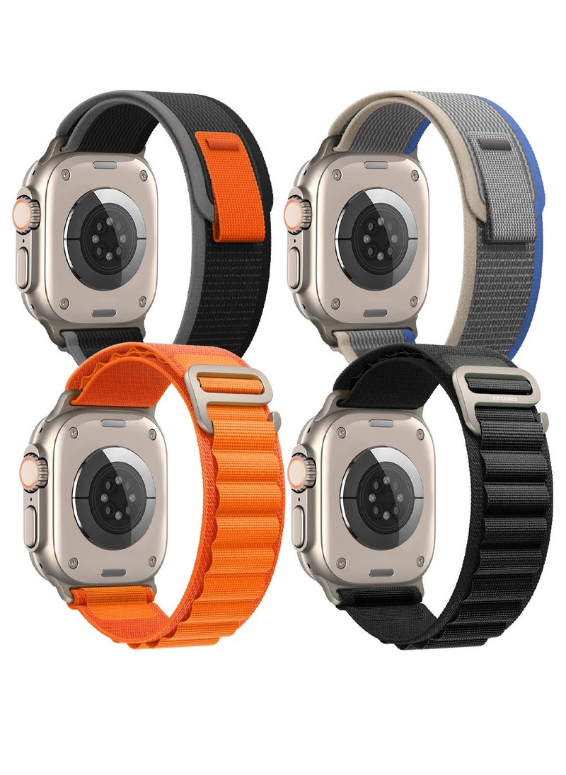 CATANES - 4 Packs For Apple iWatch Bands Nylon Alpine and Trail Bands Compatible With Apple iWatch For Men Women Replacement Strap 49mm 45mm 44mm 42mm For iWatch Series Ultra/8/7/6/5/4/3/2/1/SE Multicolour3 - Image 1