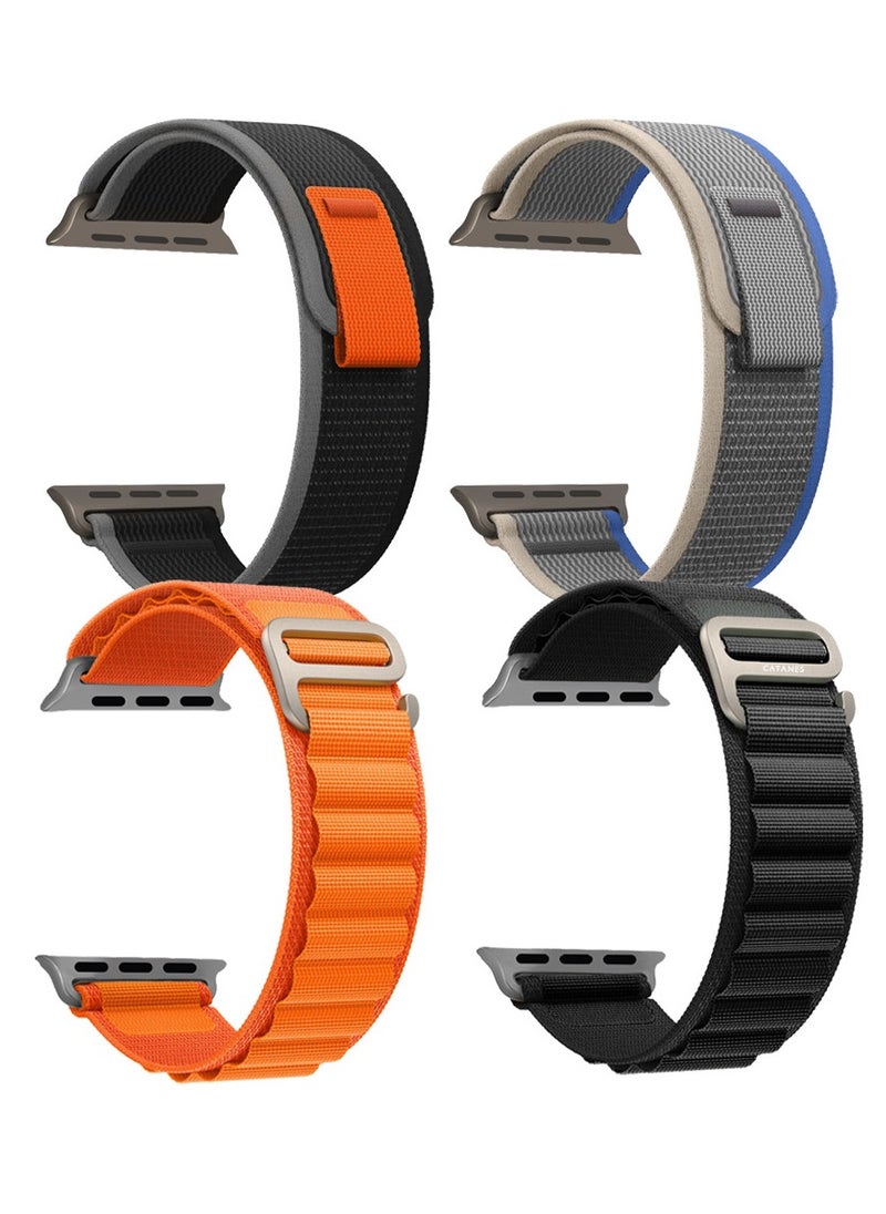 CATANES - 4 Packs For Apple iWatch Bands Nylon Alpine and Trail Bands Compatible With Apple iWatch For Men Women Replacement Strap 49mm 45mm 44mm 42mm For iWatch Series Ultra/8/7/6/5/4/3/2/1/SE Multicolour3 - Image 1