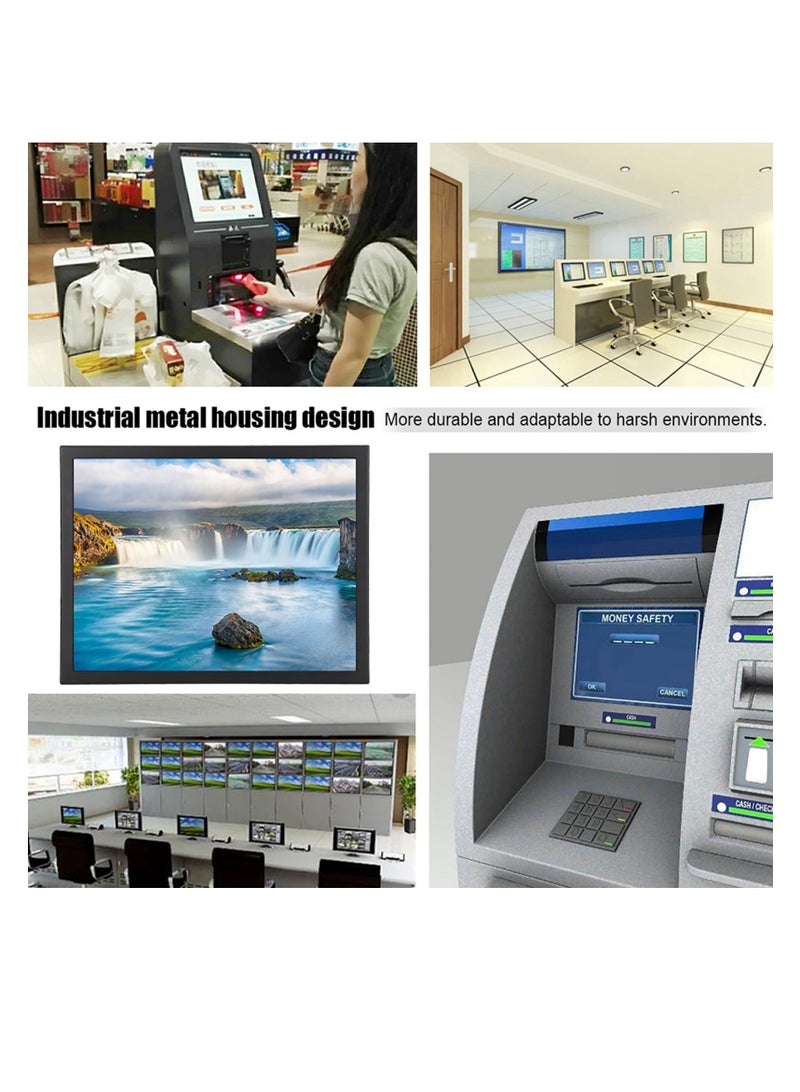 15in TFT 4:3 Display 1024x768 Embedded Industrial Monitor HDMI/VGA/AV/BNC/USB (100‑240V)  - Image 4