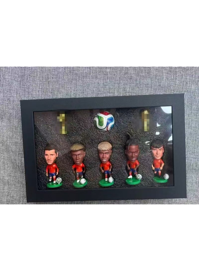 Spain National Team Football Player Figurine Gift Set - 5 PVC Q-Version Figures (Morata, Yamal, Nico, Williams, Pedri) with Trophies & Footballs