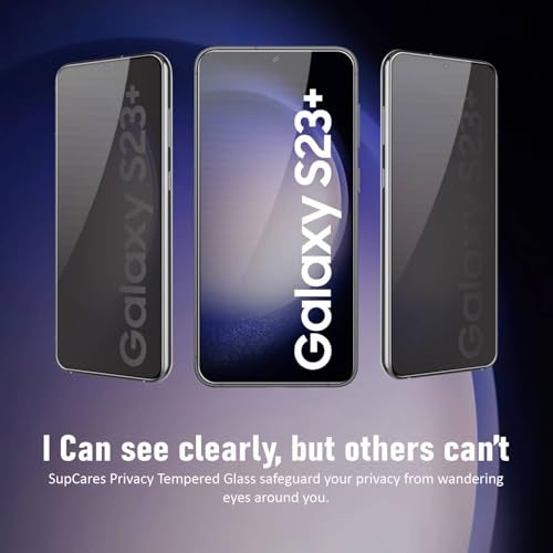 SupCares Privacy Tempered Glass for Samsung Galaxy S23 Plus and Galaxy S22 Plus (6.6 Inch) With Installation Kit | Military-Grade Gorilla Screen Protector | Edge to Edge Coverage | Black - Image 3
