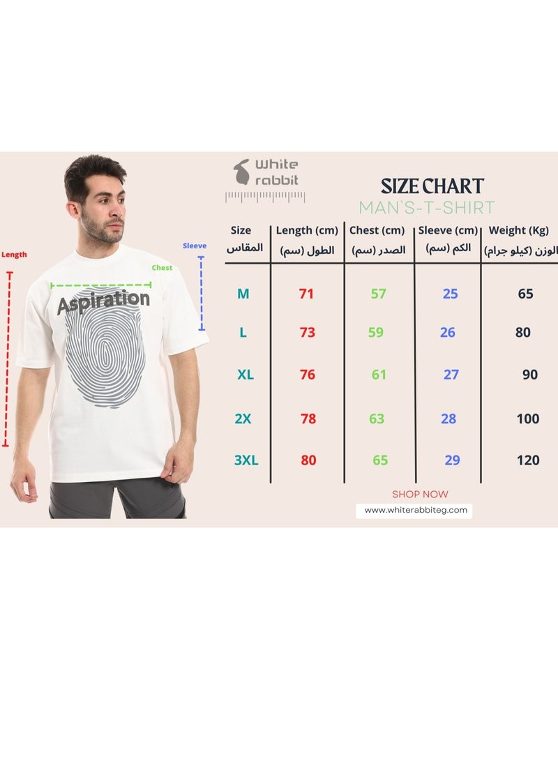 WHITE RABBIT Finger Comfy Printed T-Shirt-White  - Image 5