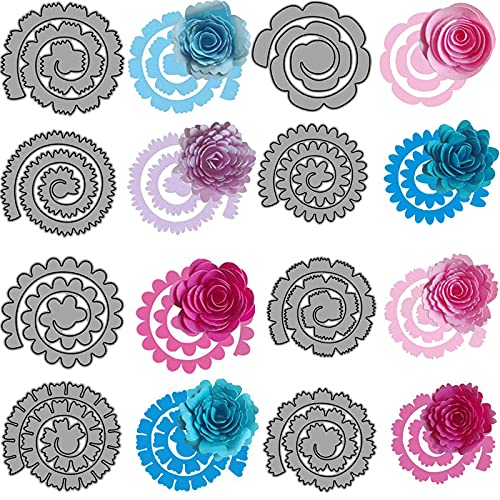 CYFUN DESIGN 8Pcs 3D Flowers Spiral Metal Cutting Dies for Card Making DIY Scrapbooking Embossing Stencil Die Cuts Punch Template Mould Arts Crafts Metal Cutting Dies for Paper Crafting Handmade Crafts - Image 1