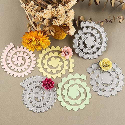 CYFUN DESIGN 8Pcs 3D Flowers Spiral Metal Cutting Dies for Card Making DIY Scrapbooking Embossing Stencil Die Cuts Punch Template Mould Arts Crafts Metal Cutting Dies for Paper Crafting Handmade Crafts - Image 4