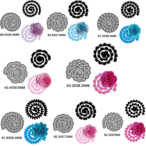 CYFUN DESIGN 8Pcs 3D Flowers Spiral Metal Cutting Dies for Card Making DIY Scrapbooking Embossing Stencil Die Cuts Punch Template Mould Arts Crafts Metal Cutting Dies for Paper Crafting Handmade Crafts - Image 2