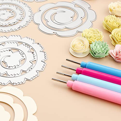 CYFUN DESIGN 8Pcs 3D Flowers Spiral Metal Cutting Dies for Card Making DIY Scrapbooking Embossing Stencil Die Cuts Punch Template Mould Arts Crafts Metal Cutting Dies for Paper Crafting Handmade Crafts - Image 5