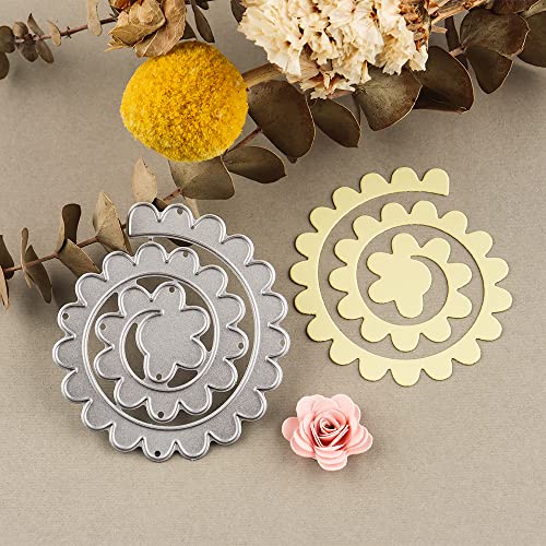 CYFUN DESIGN 8Pcs 3D Flowers Spiral Metal Cutting Dies for Card Making DIY Scrapbooking Embossing Stencil Die Cuts Punch Template Mould Arts Crafts Metal Cutting Dies for Paper Crafting Handmade Crafts - Image 3