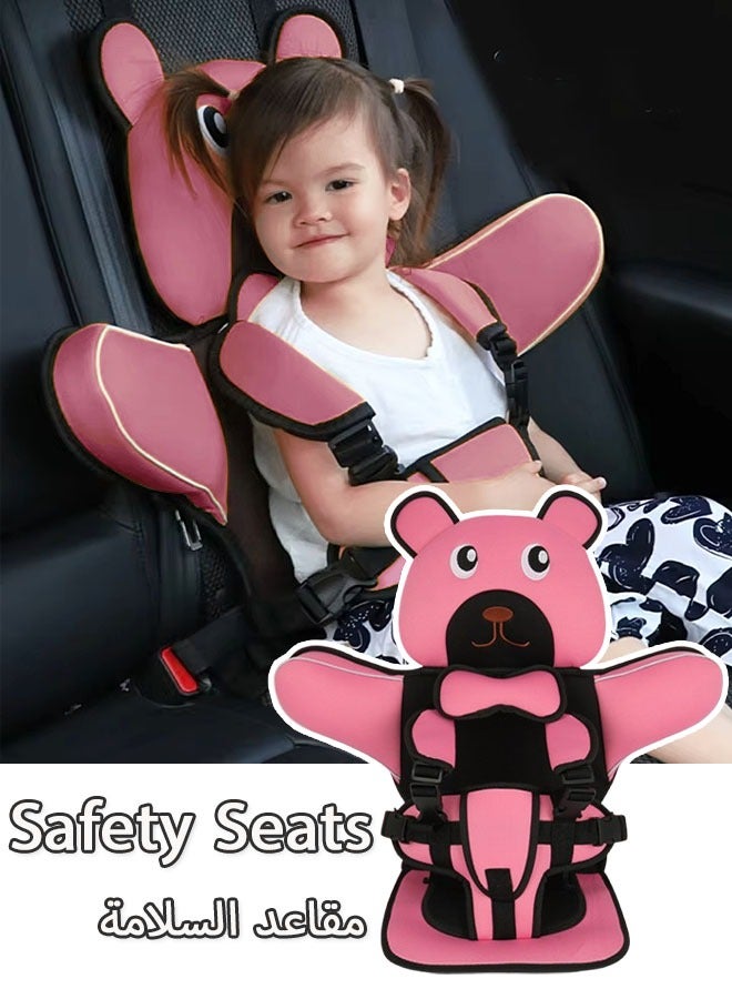 Kids Portable Car Seat Cushion for Travel,Travel Harness with Adjustable Straps,Foldable Golf Cart Baby Seat,Ride Safer Travel Vest (Pink)  - Image 1