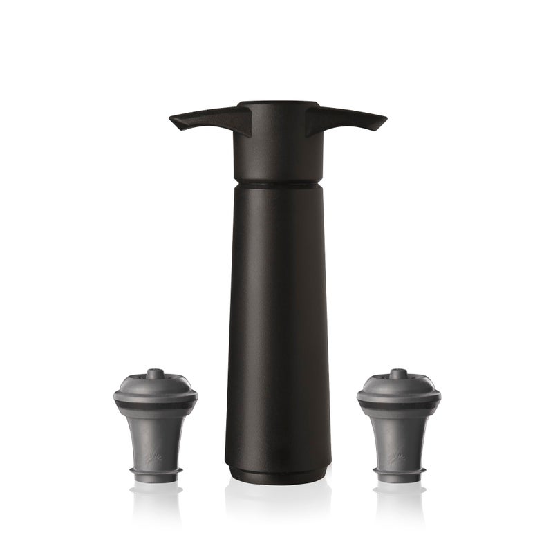 Vacu Vin Original Wine Saver with 2 Vacuum Bottle Stoppers â€“ Black Wine Preserver Pump for Red or White Wine â€“ Manual Air Remover System â€“ Airtight Seal â€“ Keep Wine Fresh Longer - Image 1