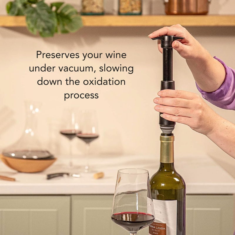 Vacu Vin Original Wine Saver with 2 Vacuum Bottle Stoppers â€“ Black Wine Preserver Pump for Red or White Wine â€“ Manual Air Remover System â€“ Airtight Seal â€“ Keep Wine Fresh Longer - Image 5