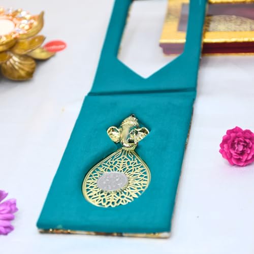 Lushure Coin Box with Velvet Finish Ginni Box | Gold/Silver Sikka for Return Gifts |Coins Dibbi for Wedding Gift - with Magnetic Clousre - Fold Design (Sea Green, Pack of 2 Pcs) - Image 4