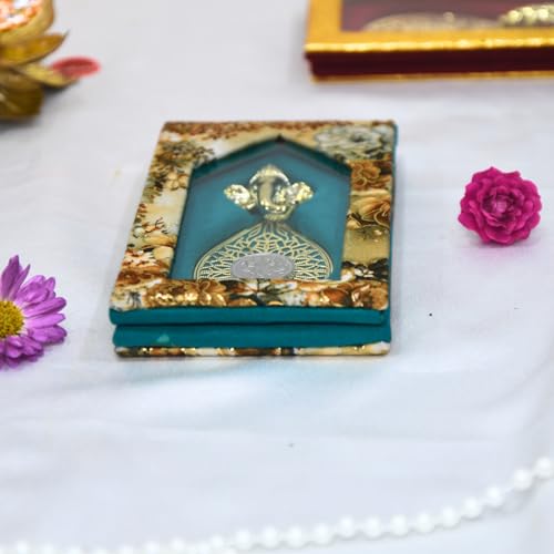 Lushure Coin Box with Velvet Finish Ginni Box | Gold/Silver Sikka for Return Gifts |Coins Dibbi for Wedding Gift - with Magnetic Clousre - Fold Design (Sea Green, Pack of 2 Pcs) - Image 2