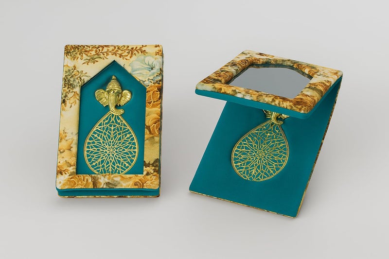 Lushure Coin Box with Velvet Finish Ginni Box | Gold/Silver Sikka for Return Gifts |Coins Dibbi for Wedding Gift - with Magnetic Clousre - Fold Design (Sea Green, Pack of 2 Pcs) - Image 1