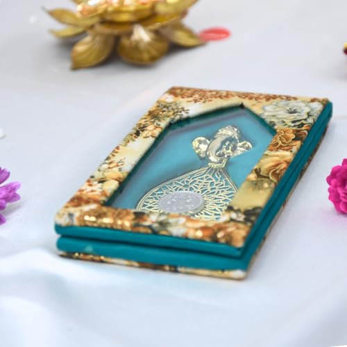 Lushure Coin Box with Velvet Finish Ginni Box | Gold/Silver Sikka for Return Gifts |Coins Dibbi for Wedding Gift - with Magnetic Clousre - Fold Design (Sea Green, Pack of 2 Pcs) - Image 5
