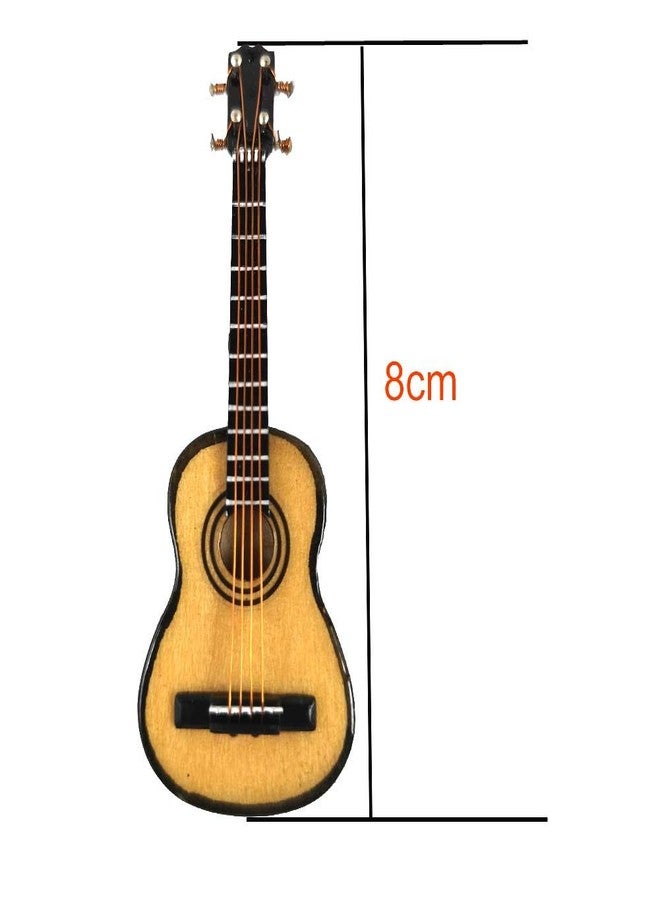 ALANO Miniature Guitar Ornament, Acoustic Wooden Music Instrument Mini Guitar Musical Instrument Holiday Home Decoration (8cm) - Image 2