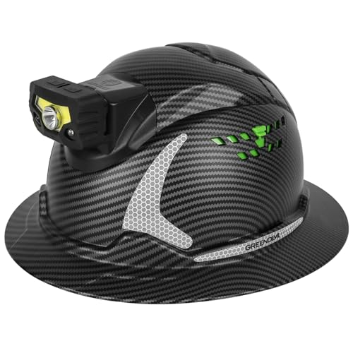 GREEN DEVIL Matrix Full Brim Hard Hat with Headlight Vented Construction Safety Helmet OSHA Approved Cascos De Construccion Work Hardhat for Men&Women - Image 1