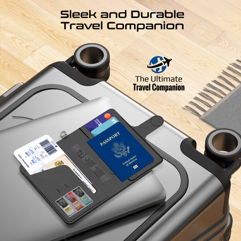 Promate PassMate Smart Leather Passport Holder with RFID Protection, Apple Find My Global Tracker, Wireless Charging, 6-Month Battery, Waterproof Anti-Loss Travel Wallet Organizer Black - Image 4