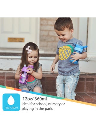 Nuby Kid’s Flip-it Reflex Push Button On-The-Go Printed Water Bottle with Soft Spout - 12oz / 360ml, 18+ Months, 1pk - You Will Receive one of The Following Colors, Aqua, Blue, Pink or Purple - pzsku/Z54A201C8E6277B1193AAZ/45/1747805759/8df011f3-dac9-437b-a23a-af65c31ff4f6