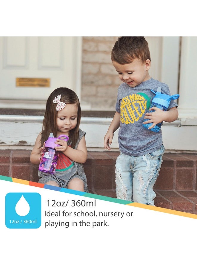 Nuby Nuby Kid’s Flip-it Reflex Push Button On-The-Go Printed Water Bottle with Soft Spout - 12oz / 360ml, 18+ Months, 1pk - You Will Receive one of The Following Colors, Aqua, Blue, Pink or Purple  - Image 1