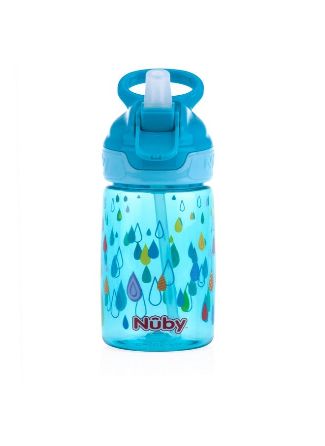 Nuby Nuby Kid’s Flip-it Reflex Push Button On-The-Go Printed Water Bottle with Soft Spout - 12oz / 360ml, 18+ Months, 1pk - You Will Receive one of The Following Colors, Aqua, Blue, Pink or Purple  - Image 3