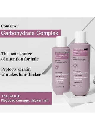Ultra Smoothing Shampoo For Dry And Frizzy Hair, Restores Smoothing & Texture By 37%, Powered By Carbohydrate Complex & Niacinamide, Sls & Paraben Free, Vegan, 100 ml - view 4