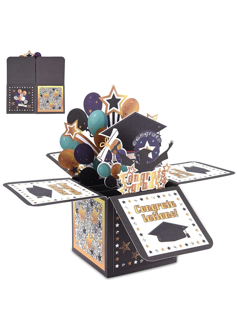 KASTWAVE Graduation Pop Up Card, Handmade 3D Greeting Card with Envelope for College University High School Graduate Congratulations Graduation Gifts Card - Image 1