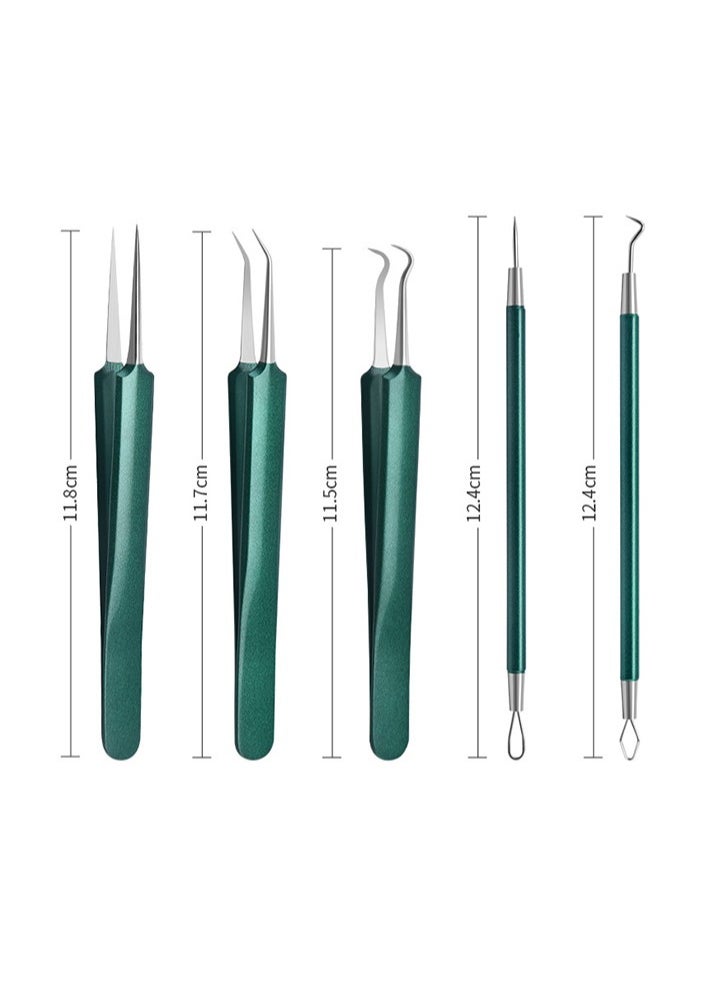 Generic - 5Pcs Stainless Steel Acne Needle Blackhead Remover Pimple Popper Tool Kit Tweezers Extractor Comedone Extractor - Image 1