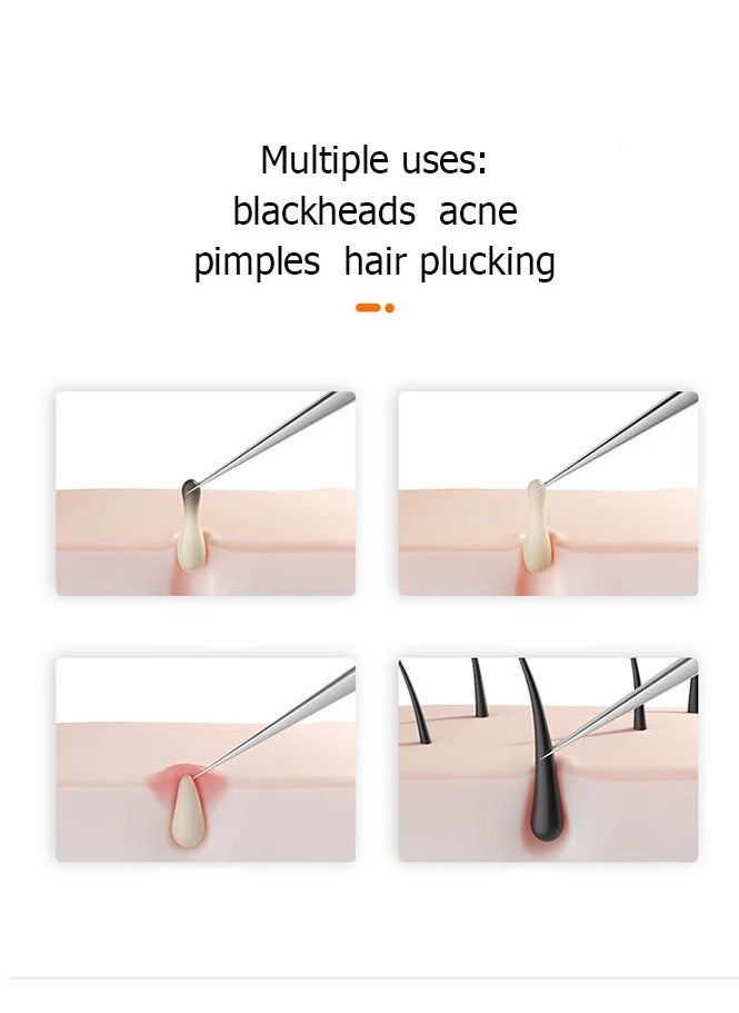 Generic - 5Pcs Stainless Steel Acne Needle Blackhead Remover Pimple Popper Tool Kit Tweezers Extractor Comedone Extractor - Image 1