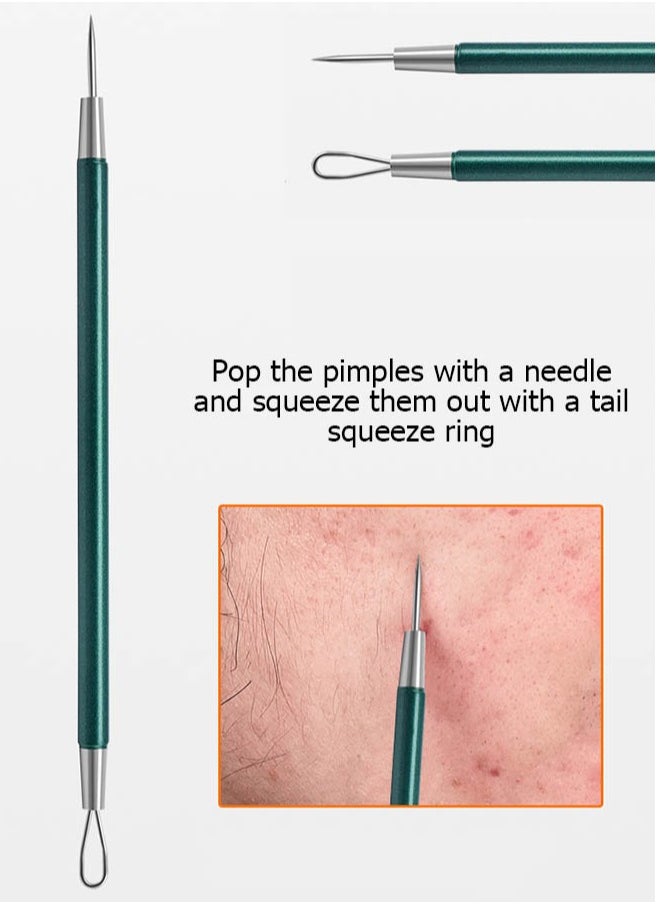 Generic - 5Pcs Stainless Steel Acne Needle Blackhead Remover Pimple Popper Tool Kit Tweezers Extractor Comedone Extractor - Image 1