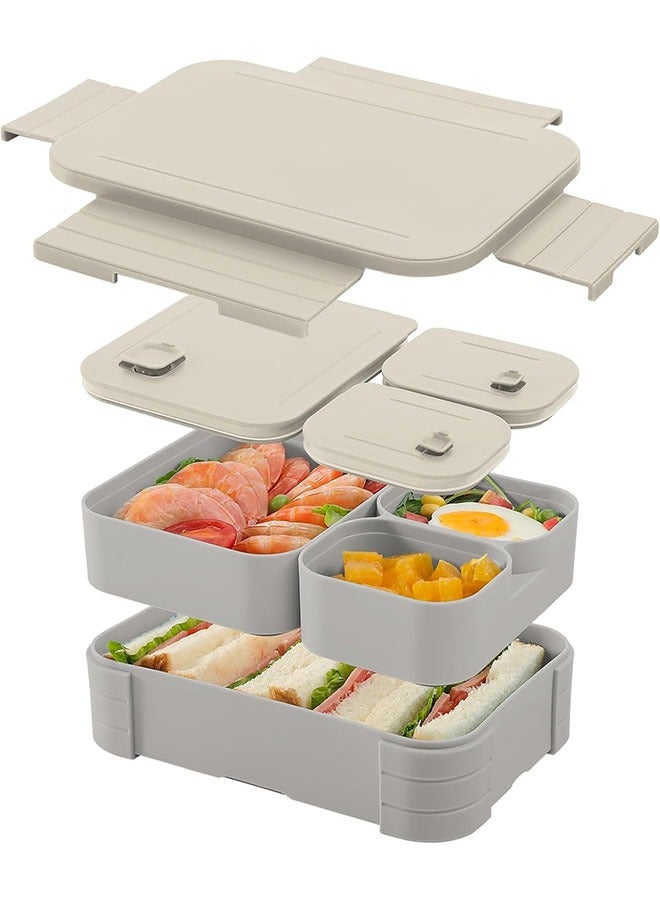 Arabest Lunch Box for Kids,BPA-Free,Food-Grade Plastic,3 Compartment Leak Proof Bento Box for Backpacks, Microwave & Dishwasher Safe, Food Storage Container for Work, Daycare, Child Back to School & Travel,Easy to Clean(Grey,1700ML)  - Image 1