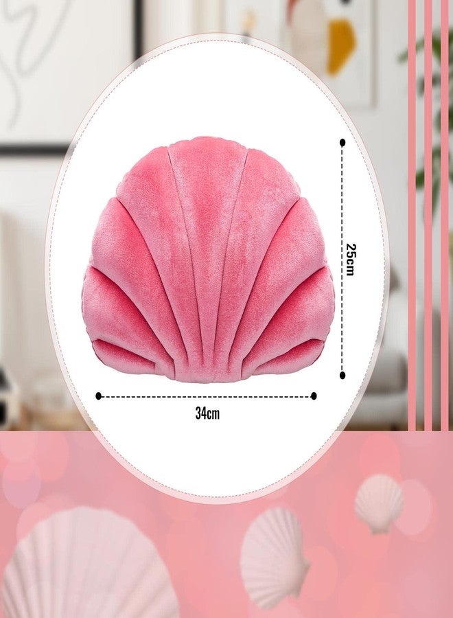 Marsui Pink Sea Princess Seashell Decorative Pillow, Preppy Room Decor Party Gift Soft Chair Cushion Cute Clam Throw Pillow for Sofa Bed Living Room(Light Pink,13.4 x 9.8 in) - Image 2