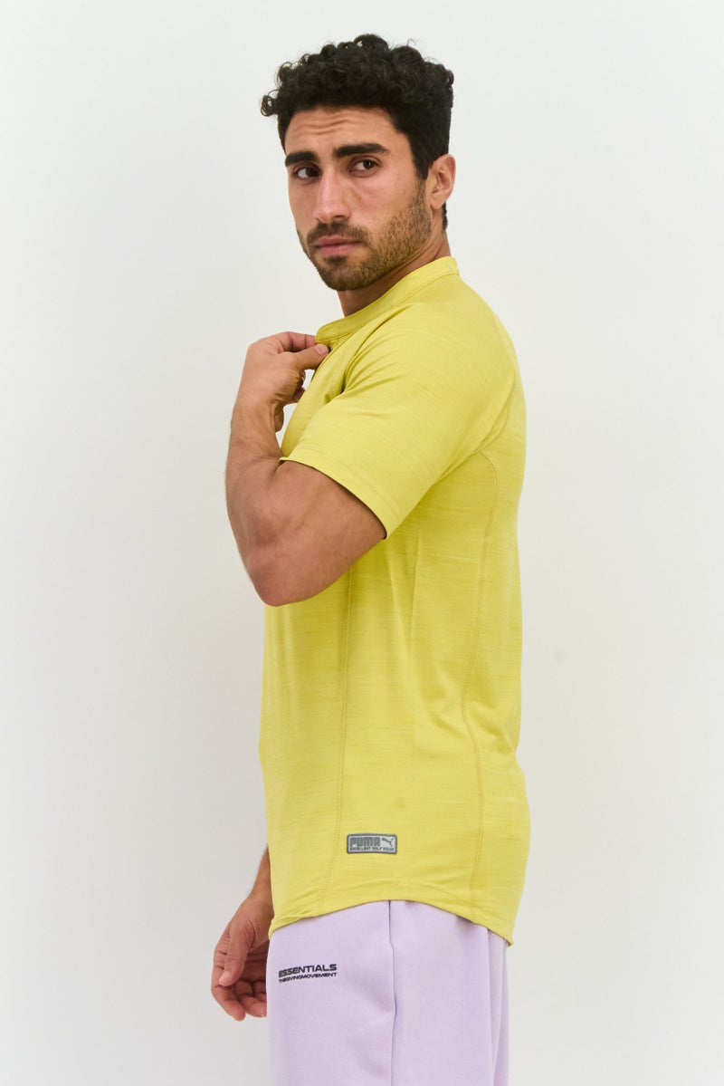 PUMA Men Sportswear Fit Short Sleeve Golf Henley T-Shirts, Bamboo Yellow - Image 2