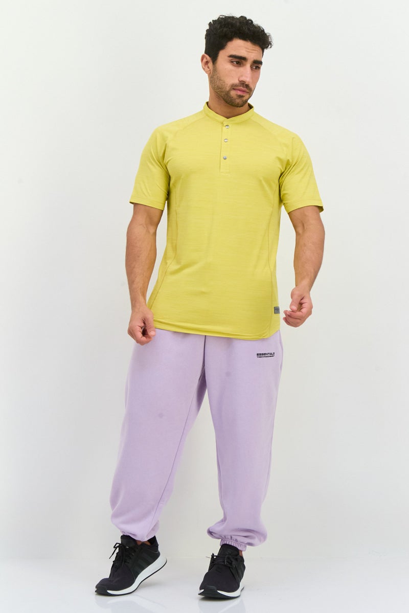 PUMA Men Sportswear Fit Short Sleeve Golf Henley T-Shirts, Bamboo Yellow - Image 4