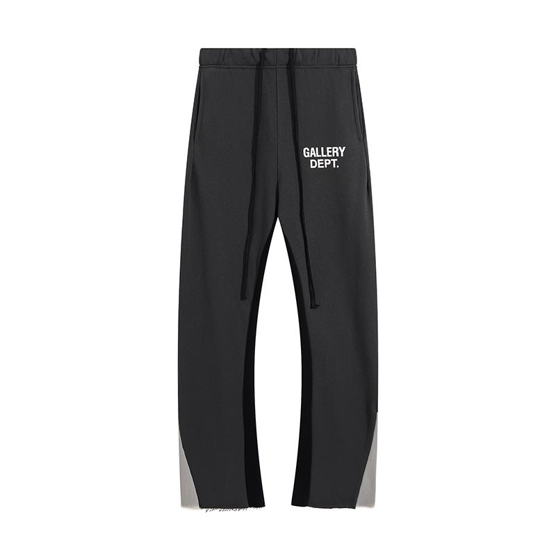 Gallery Dept Classic Hand-Painted Splash Ink Graffiti Printed Stitching Pure Cotton Pants Lovers Casual Trousers - Image 1